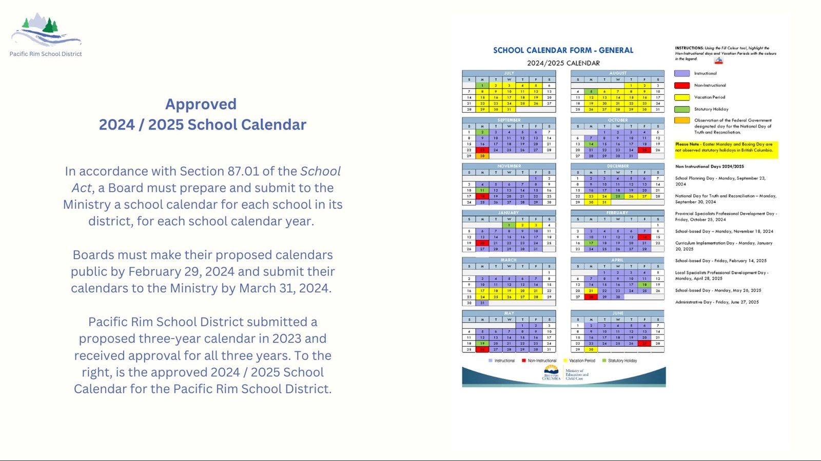 2024 / 2025 School Calendar