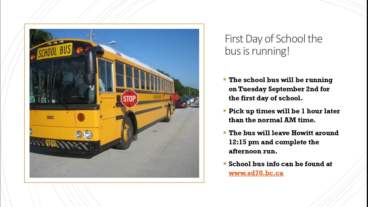 Bus on the First day of school
