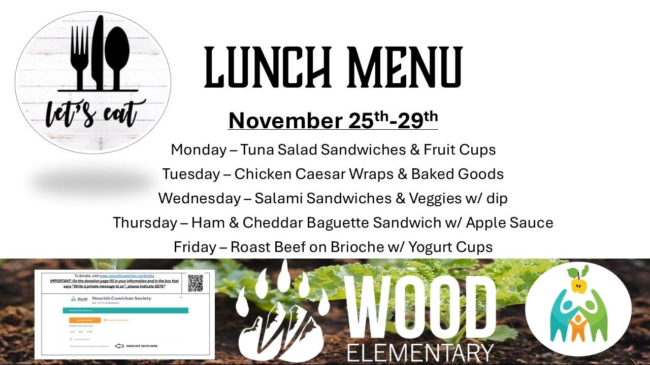 November 25th-29th Lunch Menu