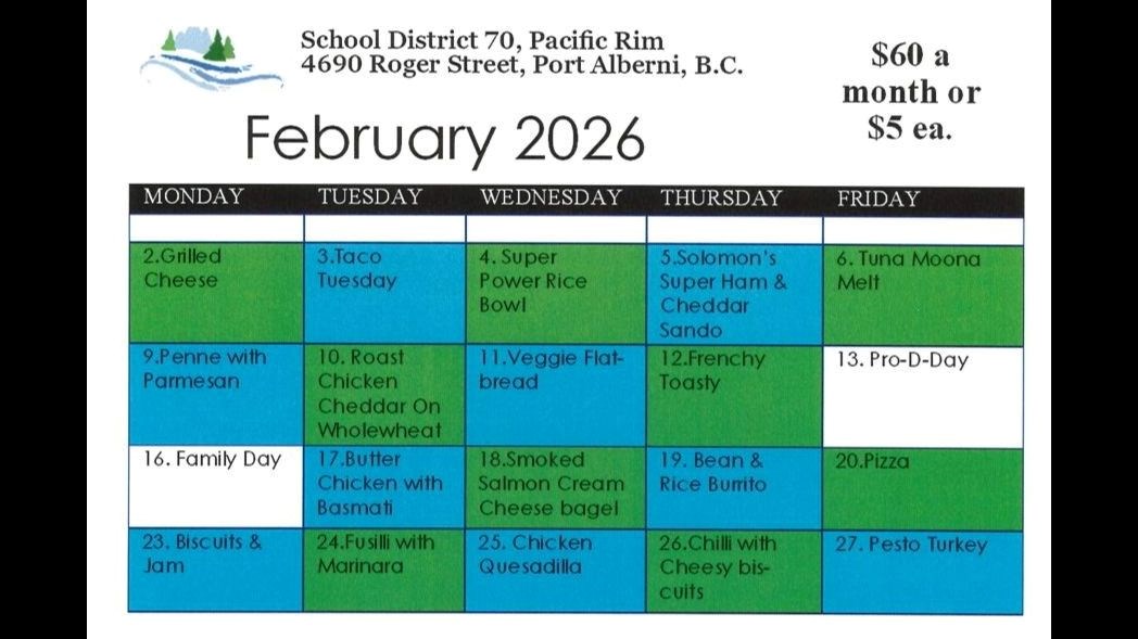 Feb Lunch Menu