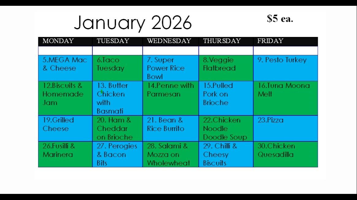 January Lunch Program