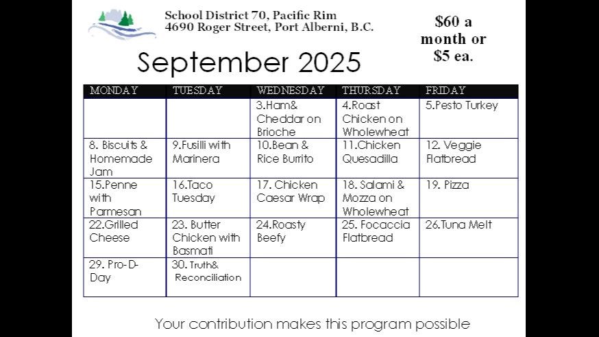 September Lunch Program
