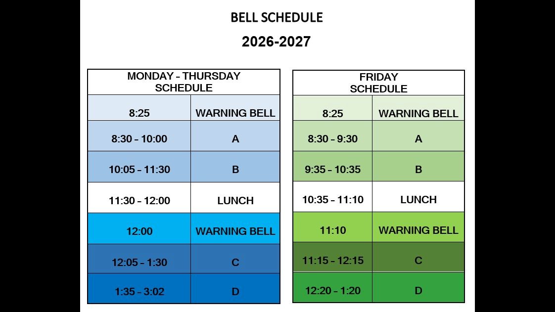 Bell Schedule 2026-2027