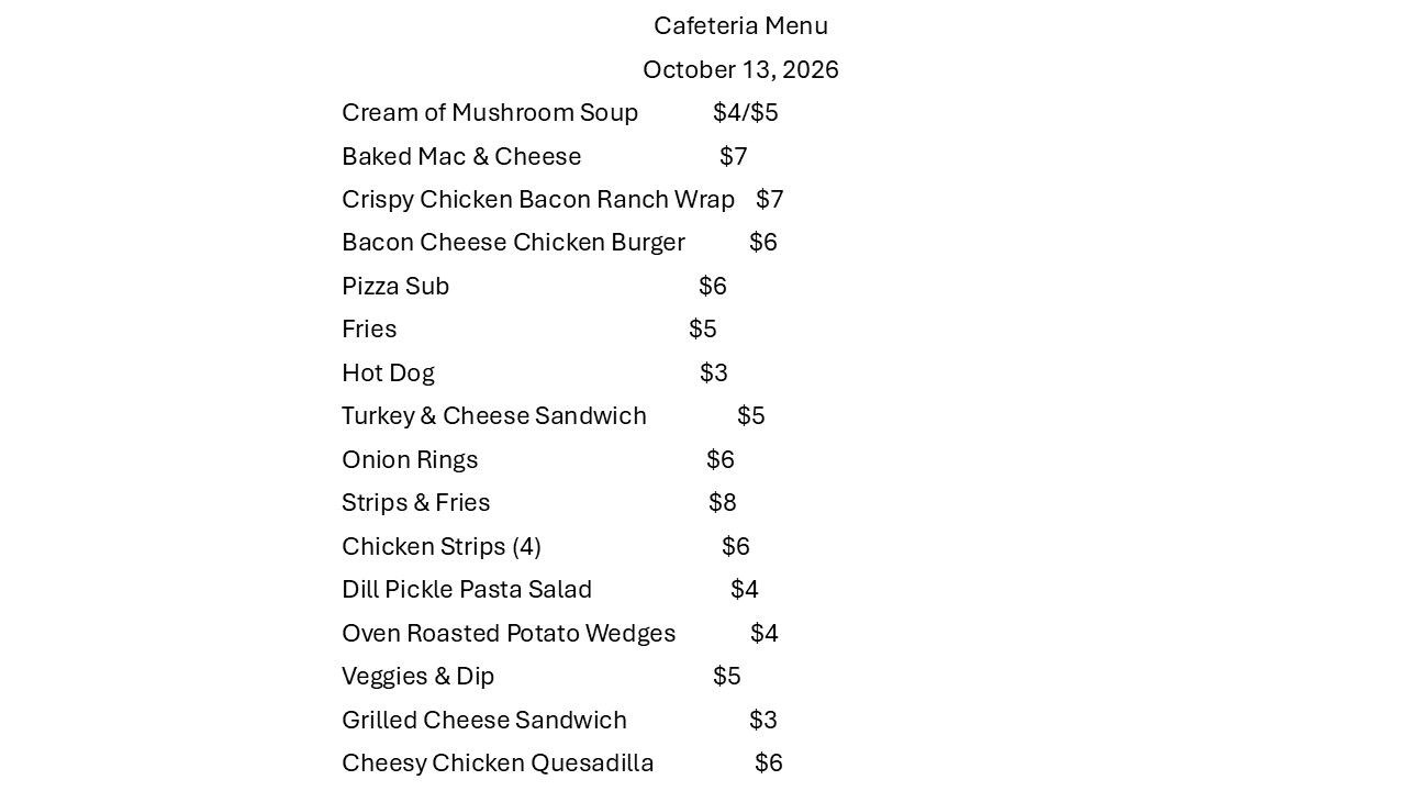 menu